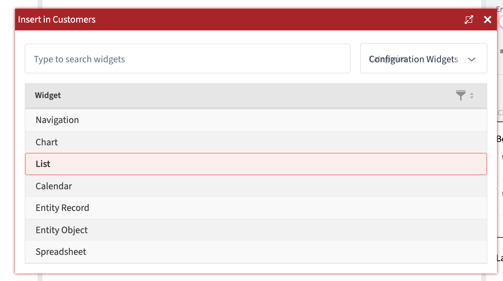 Configuration Widgets