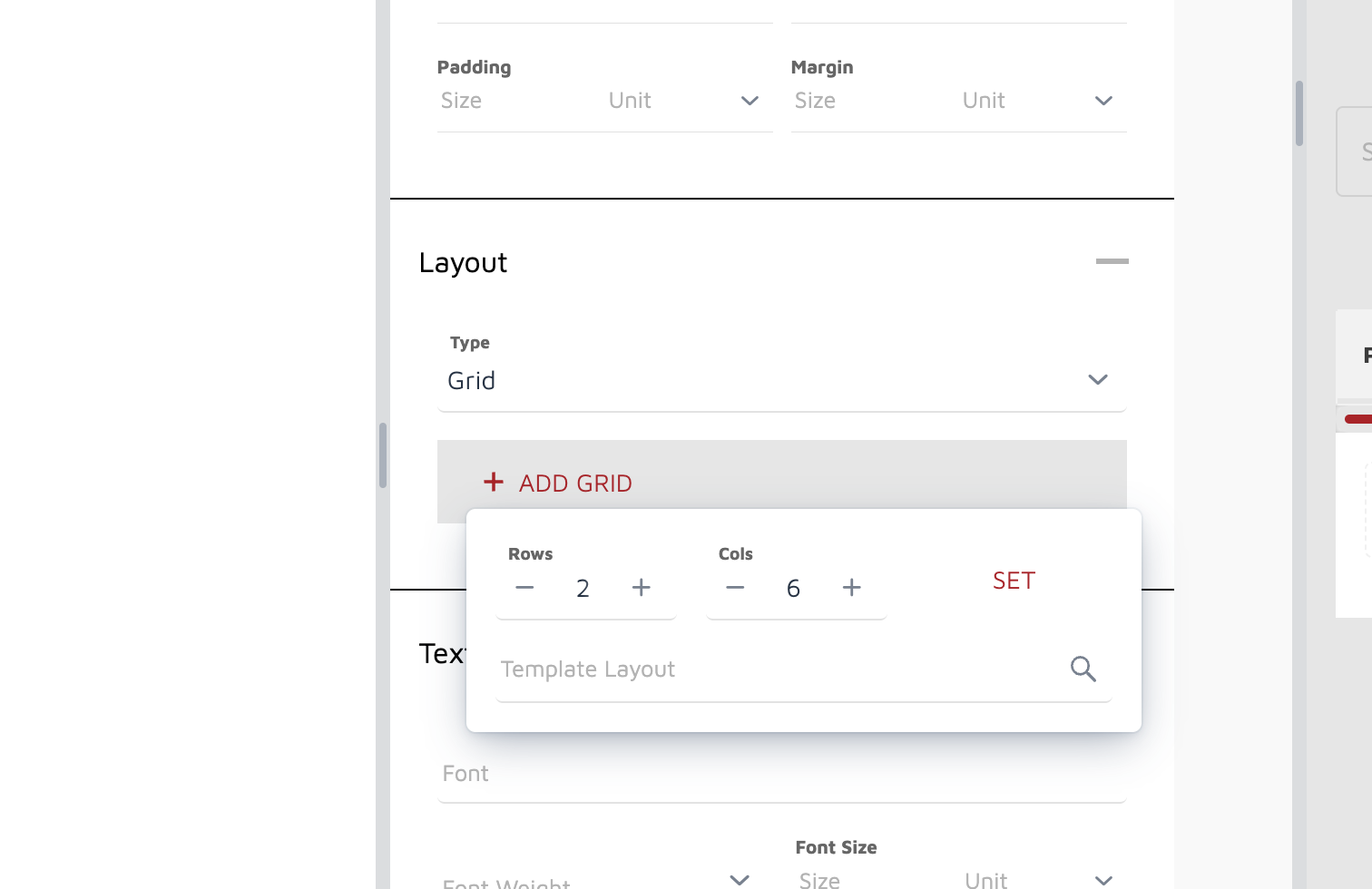 Grid Layout Settings